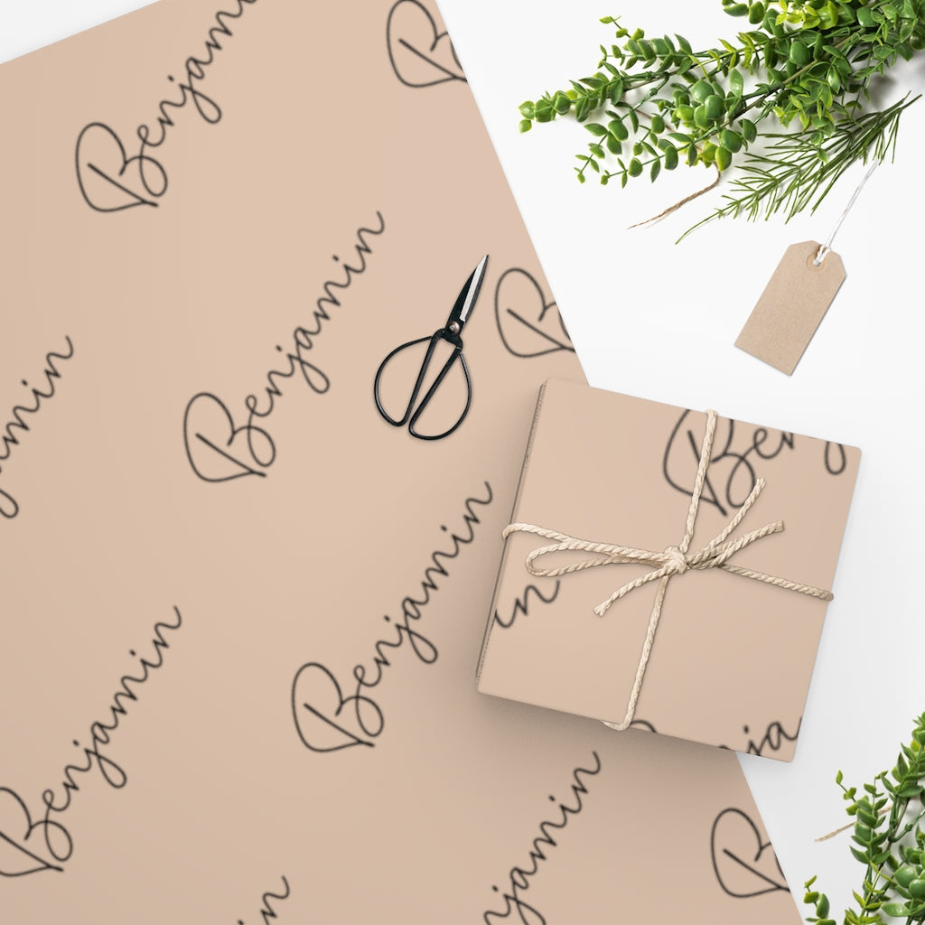Custom Wrapping Paper, Script Name, Personalized Wrapping Paper, Kraft Colored - Premium Home Decor - Just $18.99! Shop now at Nine Thirty Nine Design