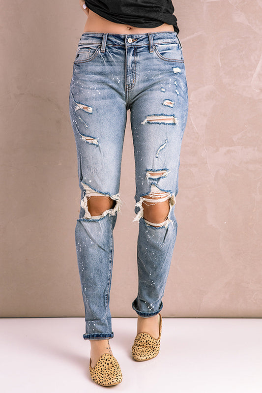 Baeful Splatter Distressed Acid Wash Jeans with Pockets - Premium  - Just $47! Shop now at Nine Thirty Nine Design
