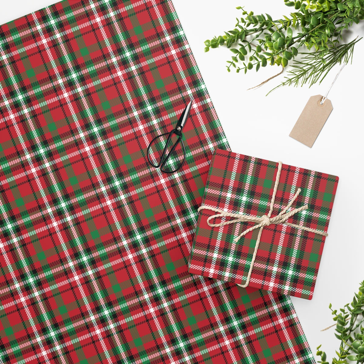 Red Plaid Tartan Christmas Wrapping Paper Nine Thirty Nine Design