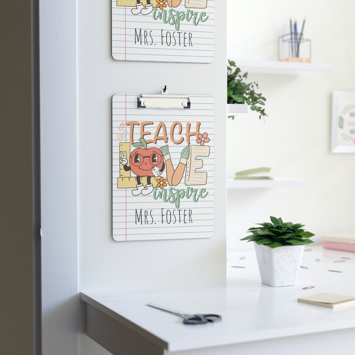 Personalized Teacher Clipboard, Teacher Appreciation Gift, Custom Monogram Clip Board, Retro, Monogram Teacher Gift, Back to School