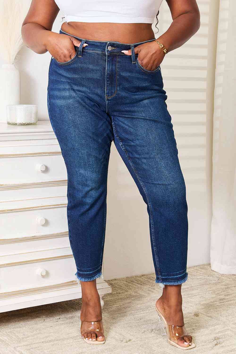 Judy Blue Full Size High Waist Released Hem Slit Jeans - Premium Jeans - Just $64! Shop now at Nine Thirty Nine Design