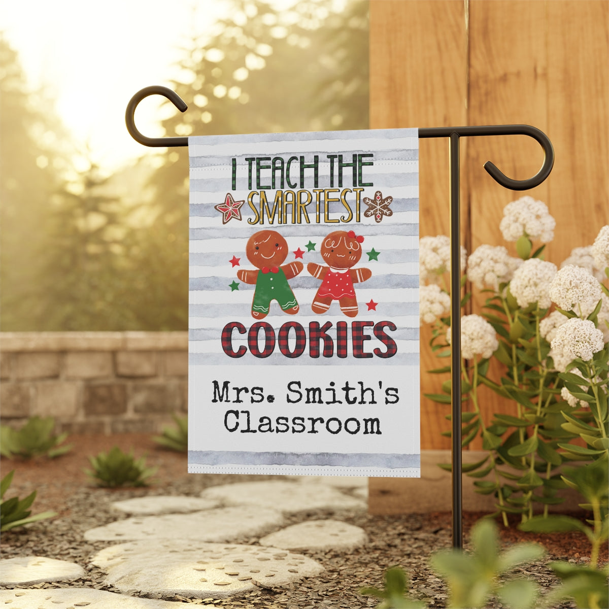 I Teach Smartest Cookies Teacher Christmas Garden Flag