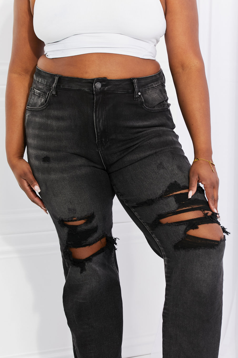 RISEN Full Size Lois Distressed Loose Fit Jeans - Premium  - Just $65! Shop now at Nine Thirty Nine Design
