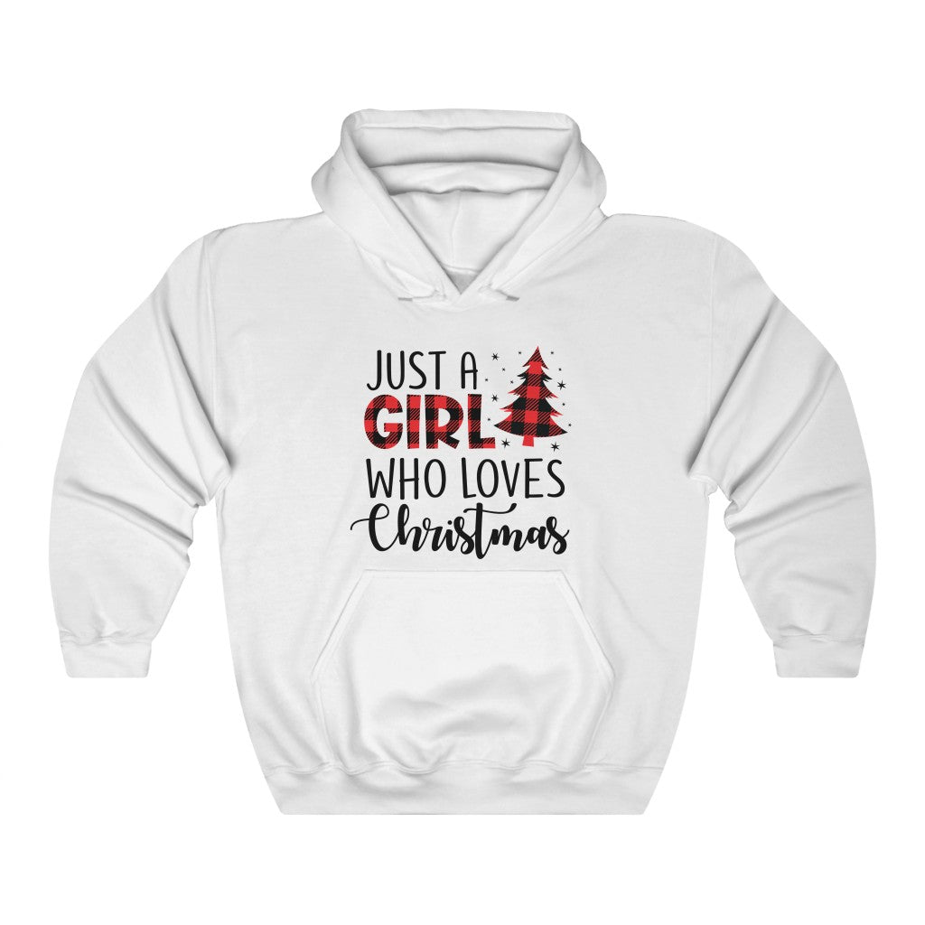 Just A Girl Who Love Christmas Hooded Sweatshirt, Buffalo Plaid Sweatshirt, Christmas Hoodie - Premium Hoodie - Just $34.50! Shop now at Nine Thirty Nine Design