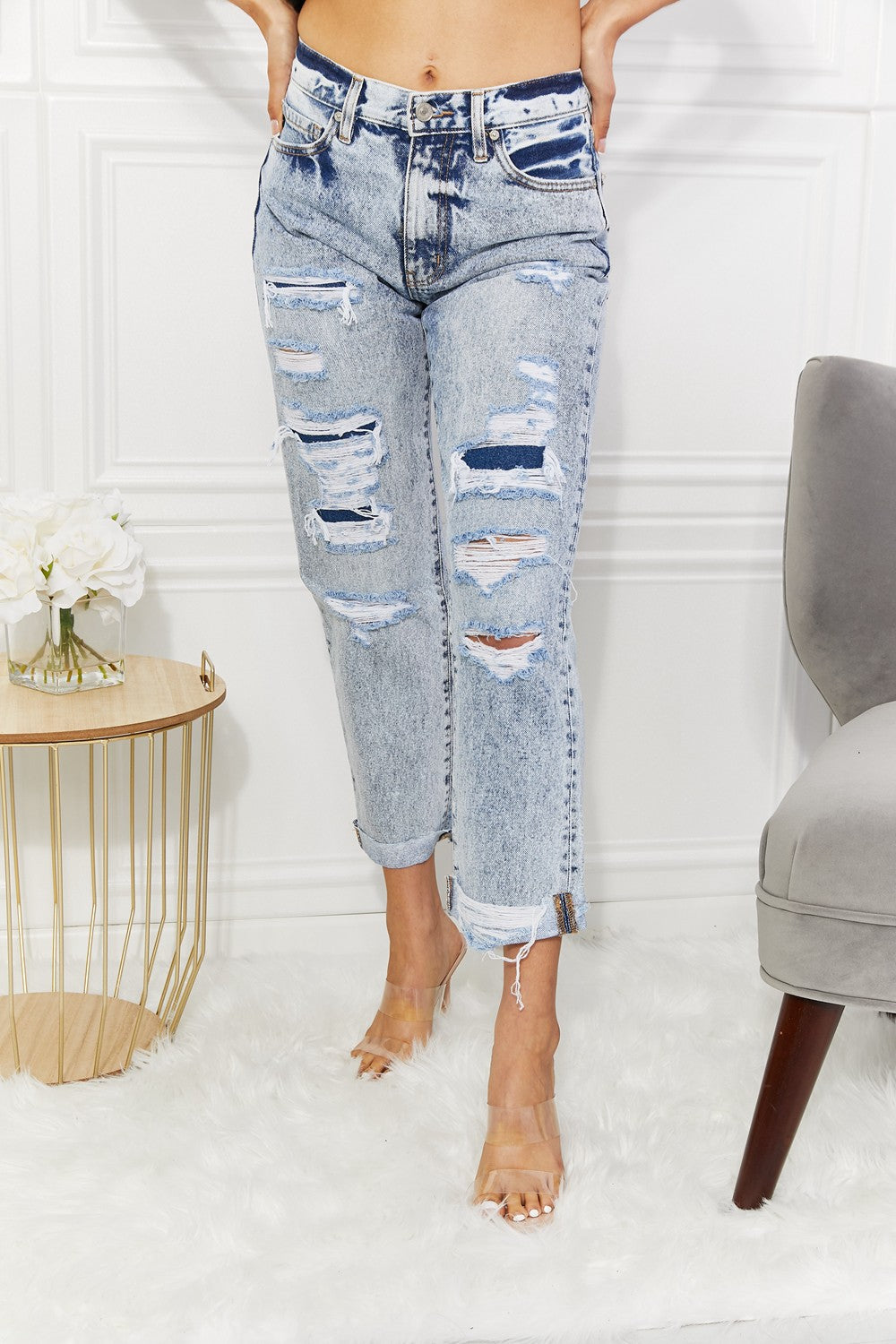 Kancan Kendra High Rise Distressed Straight Jeans - Premium Jeans - Just $64! Shop now at Nine Thirty Nine Design
