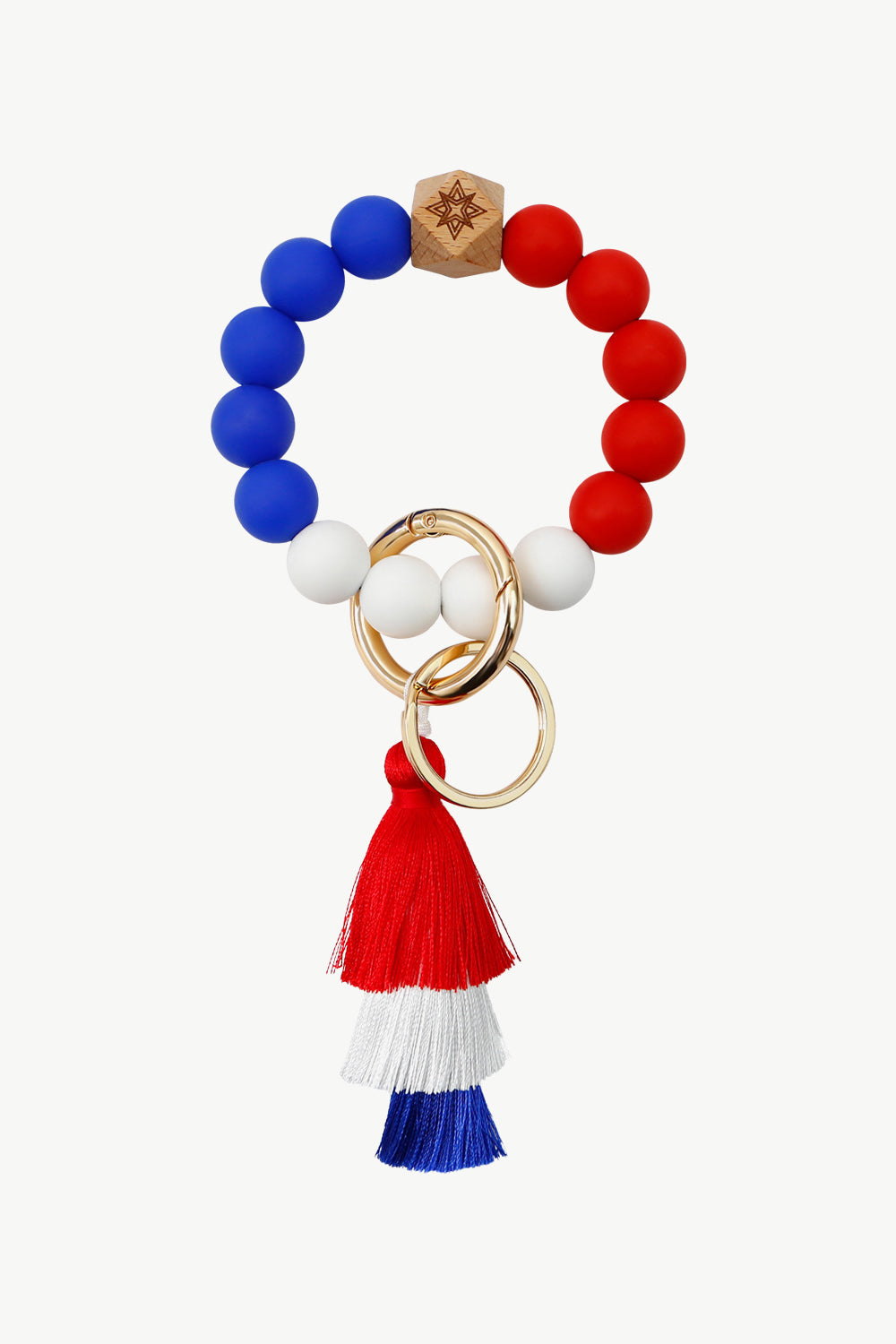 Red White & Blue Contrast Tassel Bead Wristlet Key Chain - Premium Key Chains - Just $11! Shop now at Nine Thirty Nine Design