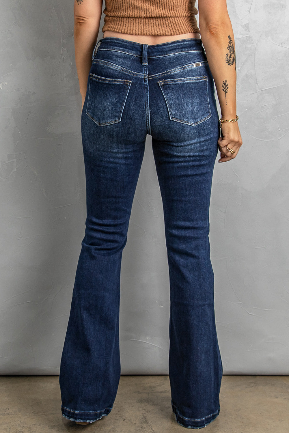 Button Fly Distressed Bootcut Jeans - Premium Jeans - Just $53! Shop now at Nine Thirty Nine Design