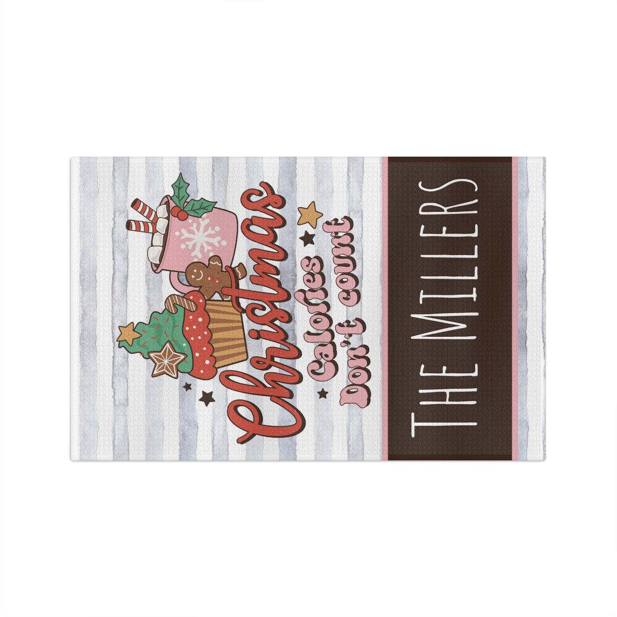 Personalized Christmas Calories Don't Count Waffle Textured Kitchen Tea Towel