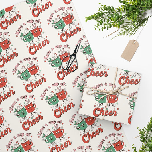 Retro Christmas Wrapping Paper - Cup of Cheer