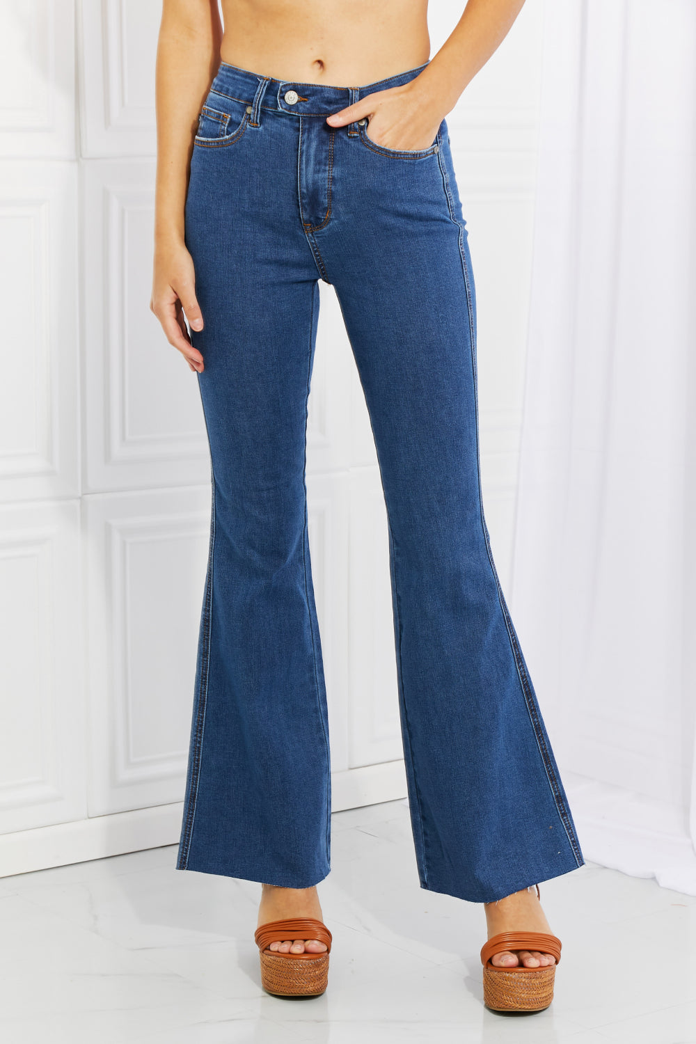 Judy Blue Ava Full Size Cool Denim Tummy Control Flare Jeans - Premium Jeans - Just $64! Shop now at Nine Thirty Nine Design