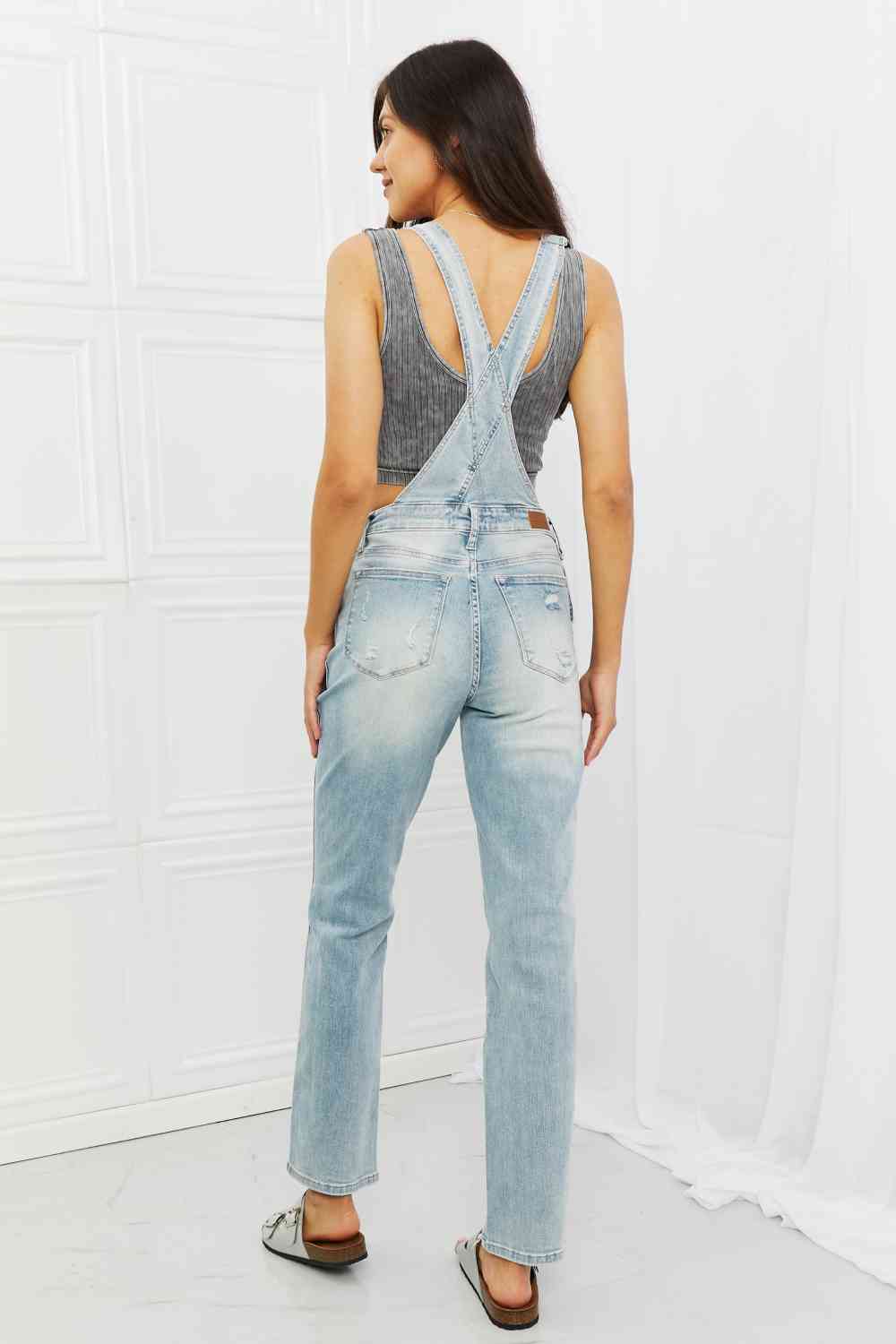 Judy Blue Melina Full Size Distressed Straight Leg Overalls - Premium Jeans - Just $91! Shop now at Nine Thirty Nine Design