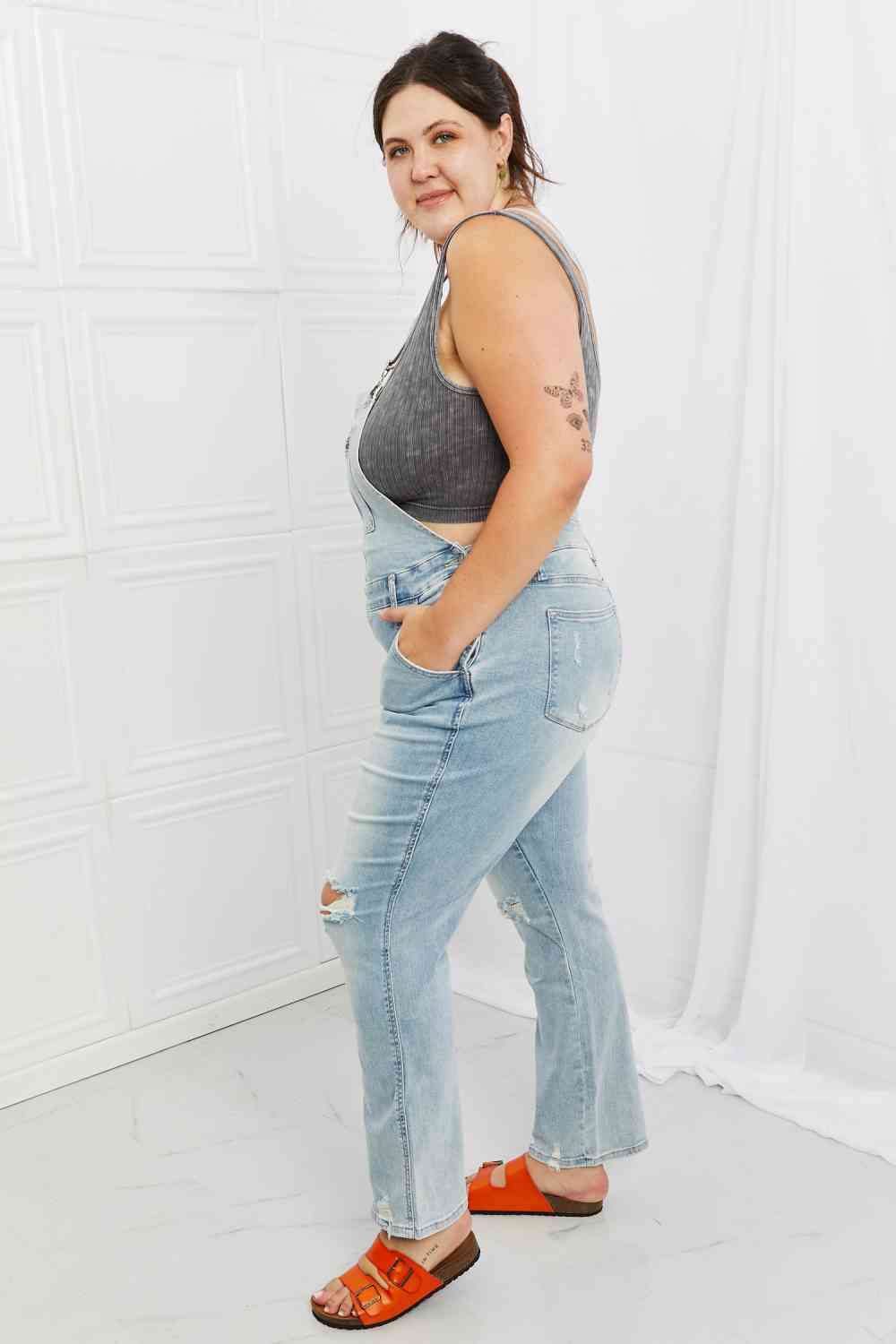 Judy Blue Melina Full Size Distressed Straight Leg Overalls - Premium Jeans - Just $91! Shop now at Nine Thirty Nine Design