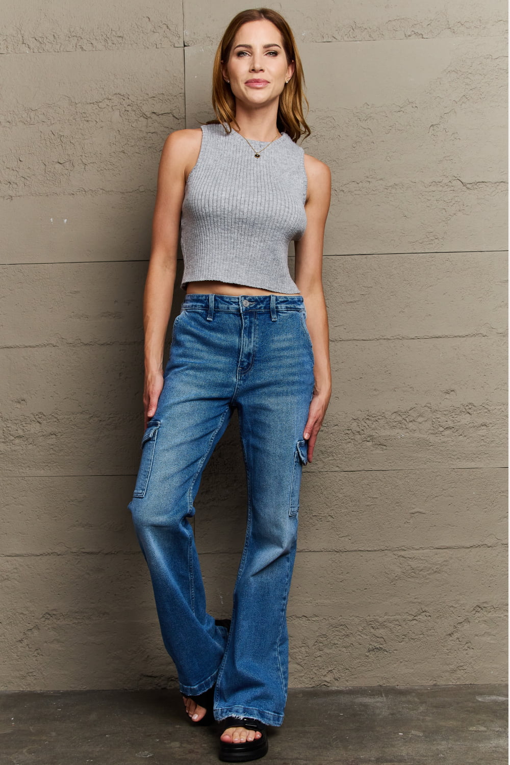 Kancan Holly High Waisted Cargo Flare Jeans - Premium Jeans - Just $64! Shop now at Nine Thirty Nine Design
