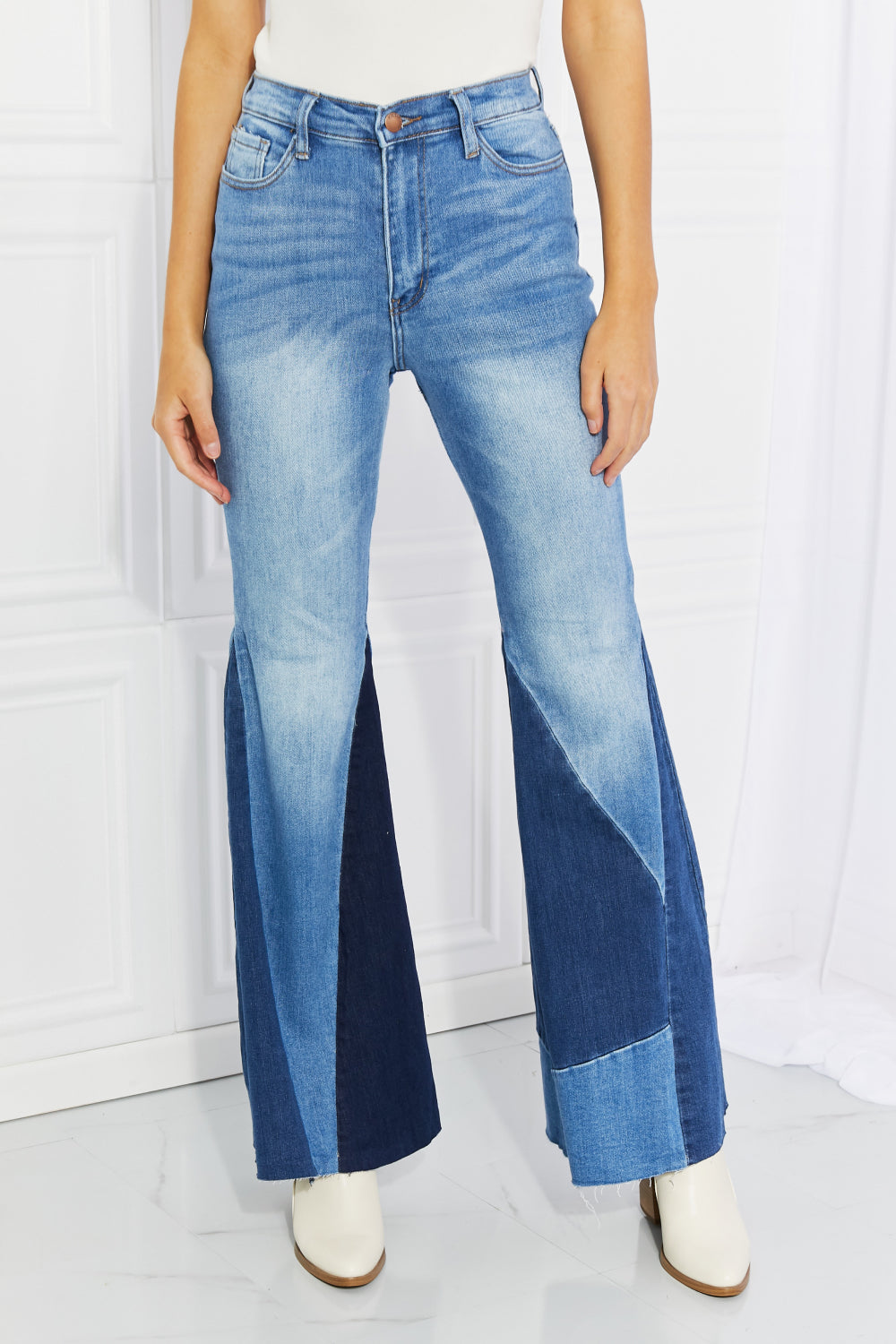 Vibrant Sienna Full Size Color Block Flare Jeans - Premium Jeans - Just $67! Shop now at Nine Thirty Nine Design