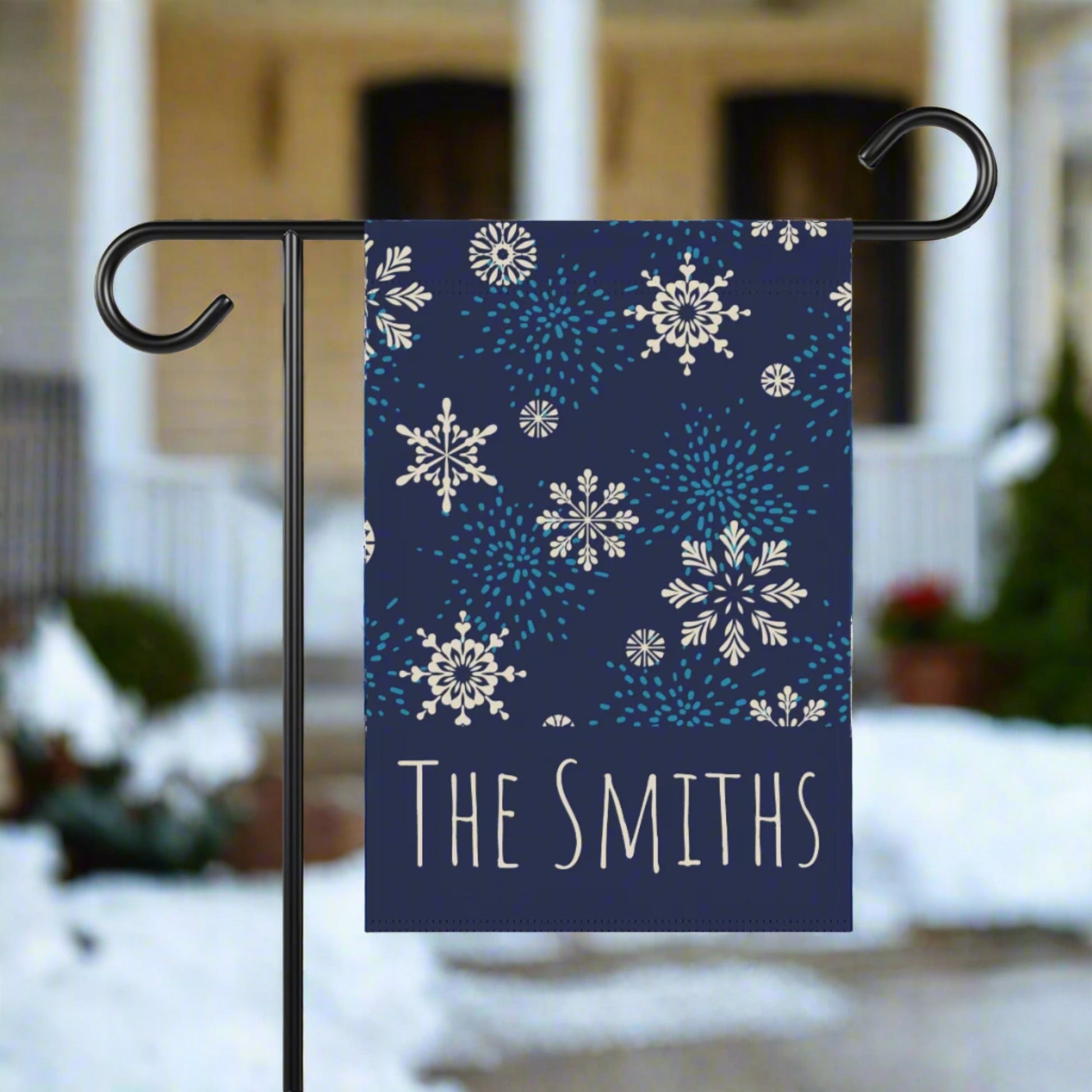 Blue Snowflake Winter Garden Flag