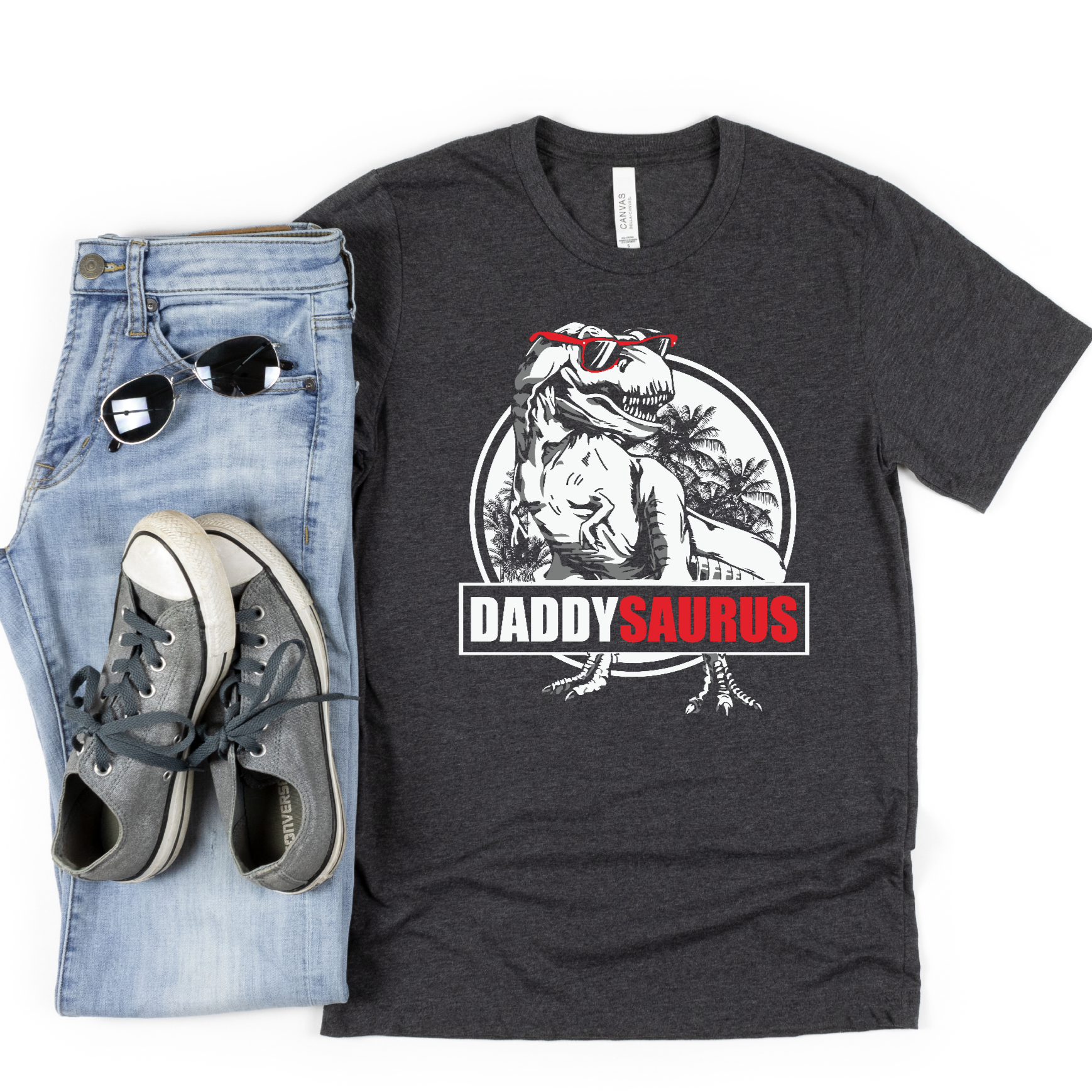 Daddysaurus T-Shirt, Fathers Day Shirt, Mens Short Sleeve Tee, Dinosaur Dad Tee, Dad Dino Birthday Party - Premium T-Shirt - Just $19.50! Shop now at Nine Thirty Nine Design