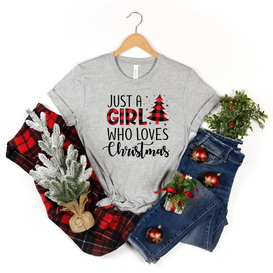 Just A Girl Who Loves Christmas Short Sleeve Tee - Premium T-Shirt - Just $21.50! Shop now at Nine Thirty Nine Design