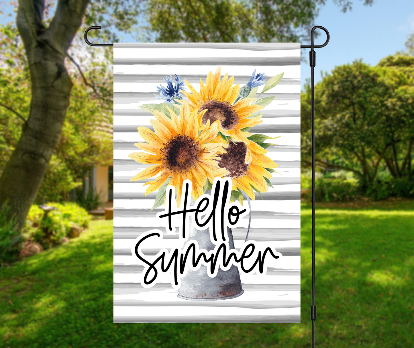 Sunflower Hello Summer Garden Flag Flag