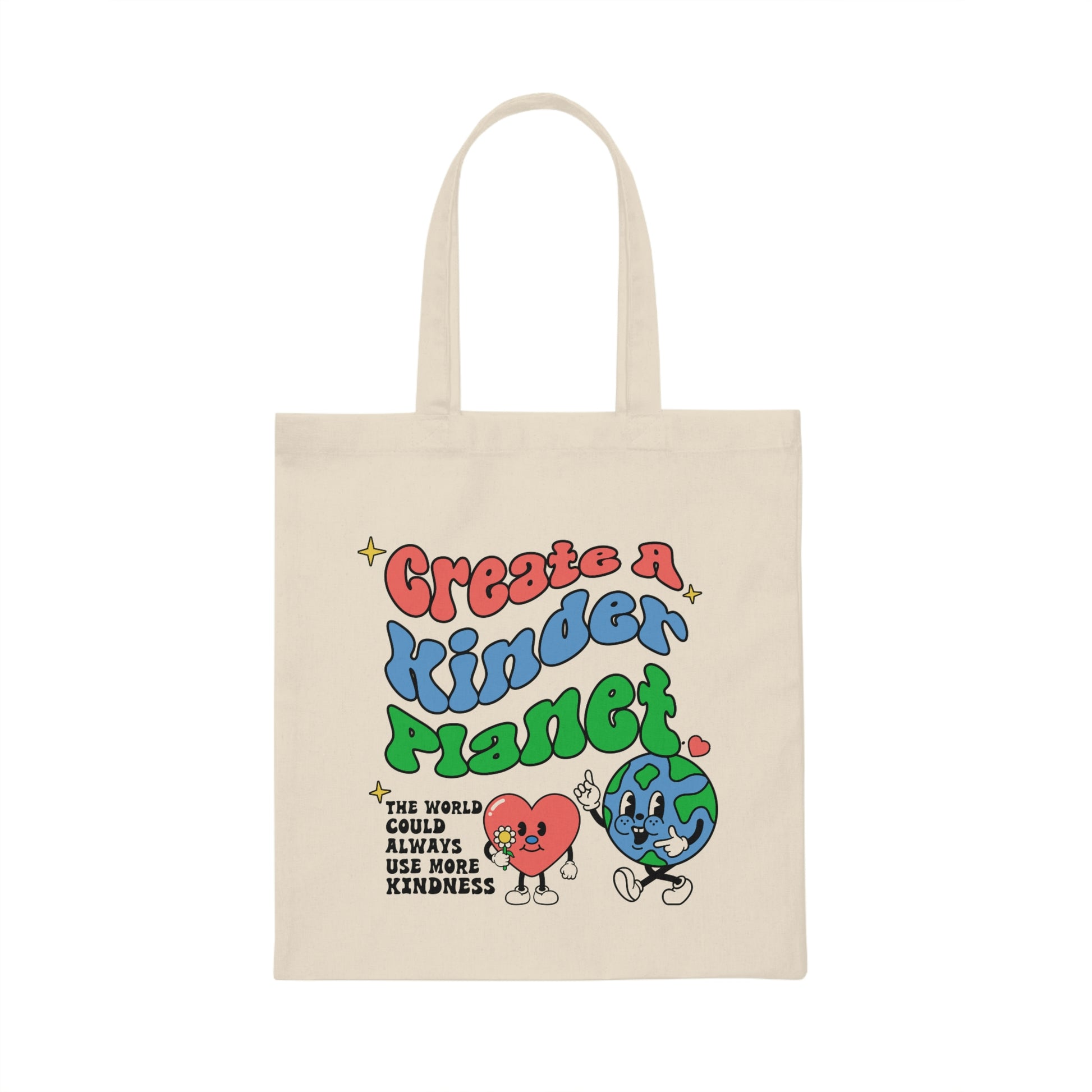 The World could always use more kindness cute cotton tote bag with heart and earth for earth day gift