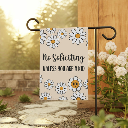 No Soliciting Unless You Are A Kid Retro Styled Garden Flag