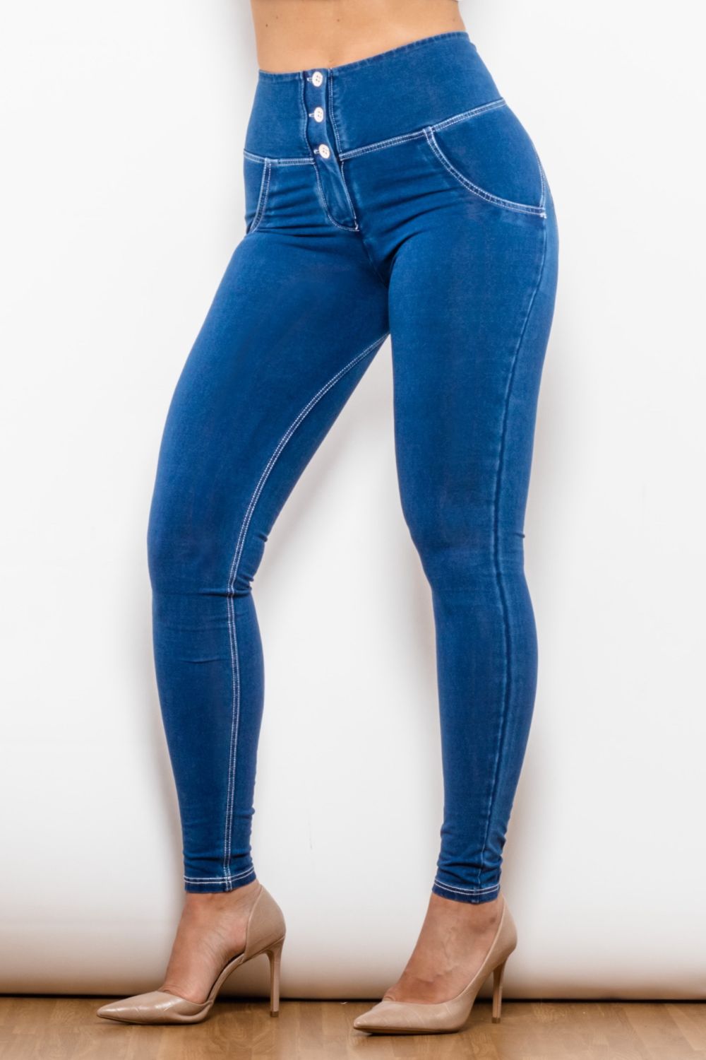 High Waist Skinny Buttoned Long Jeans - Premium  - Just $54! Shop now at Nine Thirty Nine Design