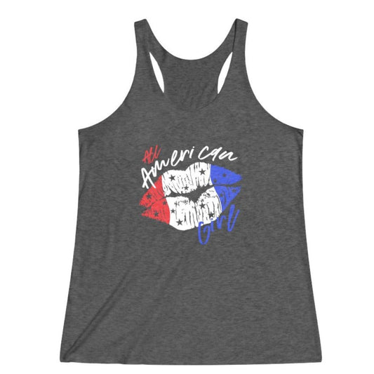 All American Girl Tank Top, 4th of July Tank, Red White and Blue Tank, Women's Tri-Blend Racerback Tank - Premium Tank Top - Just $27.50! Shop now at Nine Thirty Nine Design