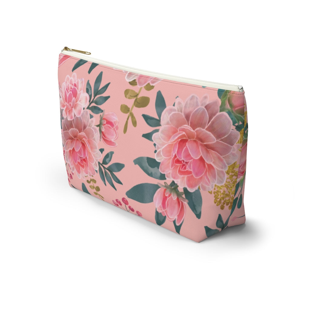 Blush Peony Accessory Pouch w T-bottom, Floral Bag, Flower Make Up Bag - Premium Bags - Just $17.95! Shop now at Nine Thirty Nine Design