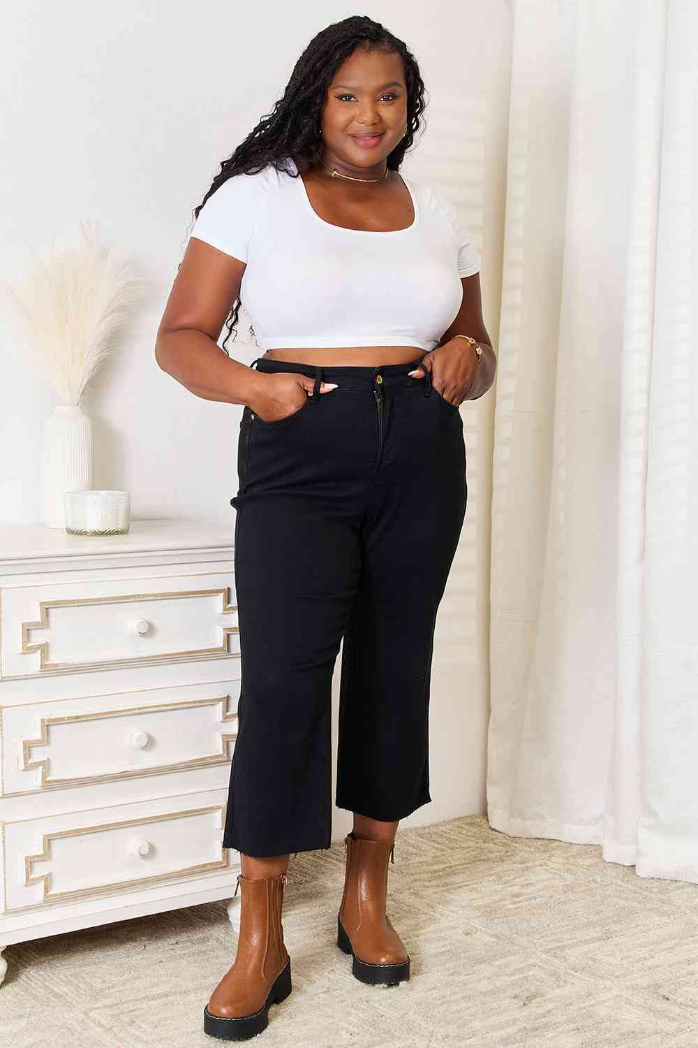 Judy Blue Full Size High Waist Wide Leg Cropped Jeans - Premium Jeans - Just $64! Shop now at Nine Thirty Nine Design