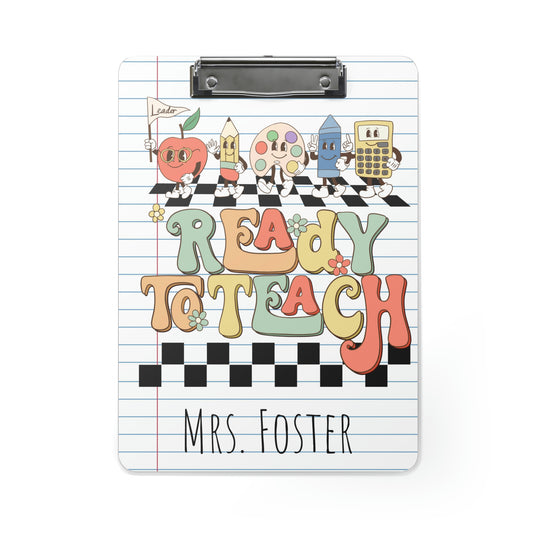 Personalized Teacher Clipboard, Teacher Appreciation Gift, Custom Monogram Clip Board, Retro, Monogram Teacher Gift, Back to School