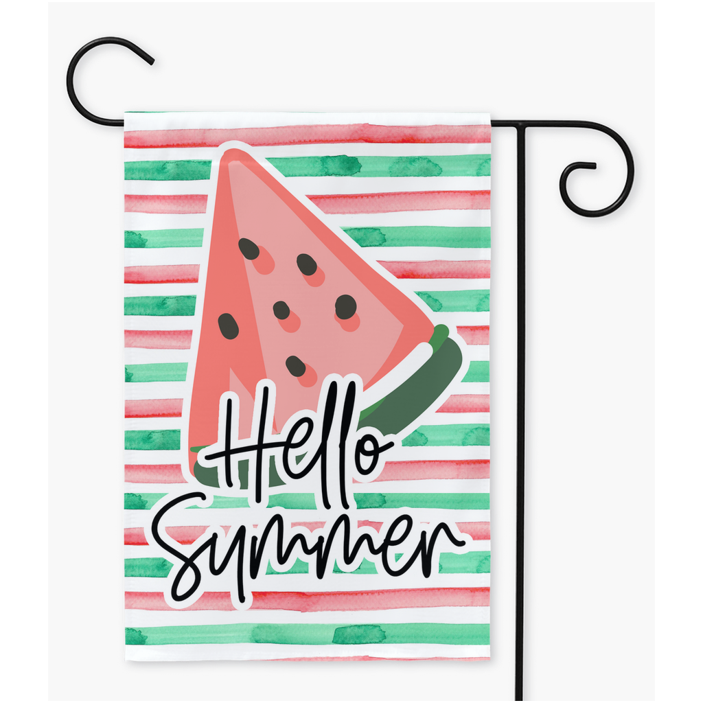 Hello Summer Watermelon Garden Flag - Premium Flag - Just $16.99! Shop now at Nine Thirty Nine Design