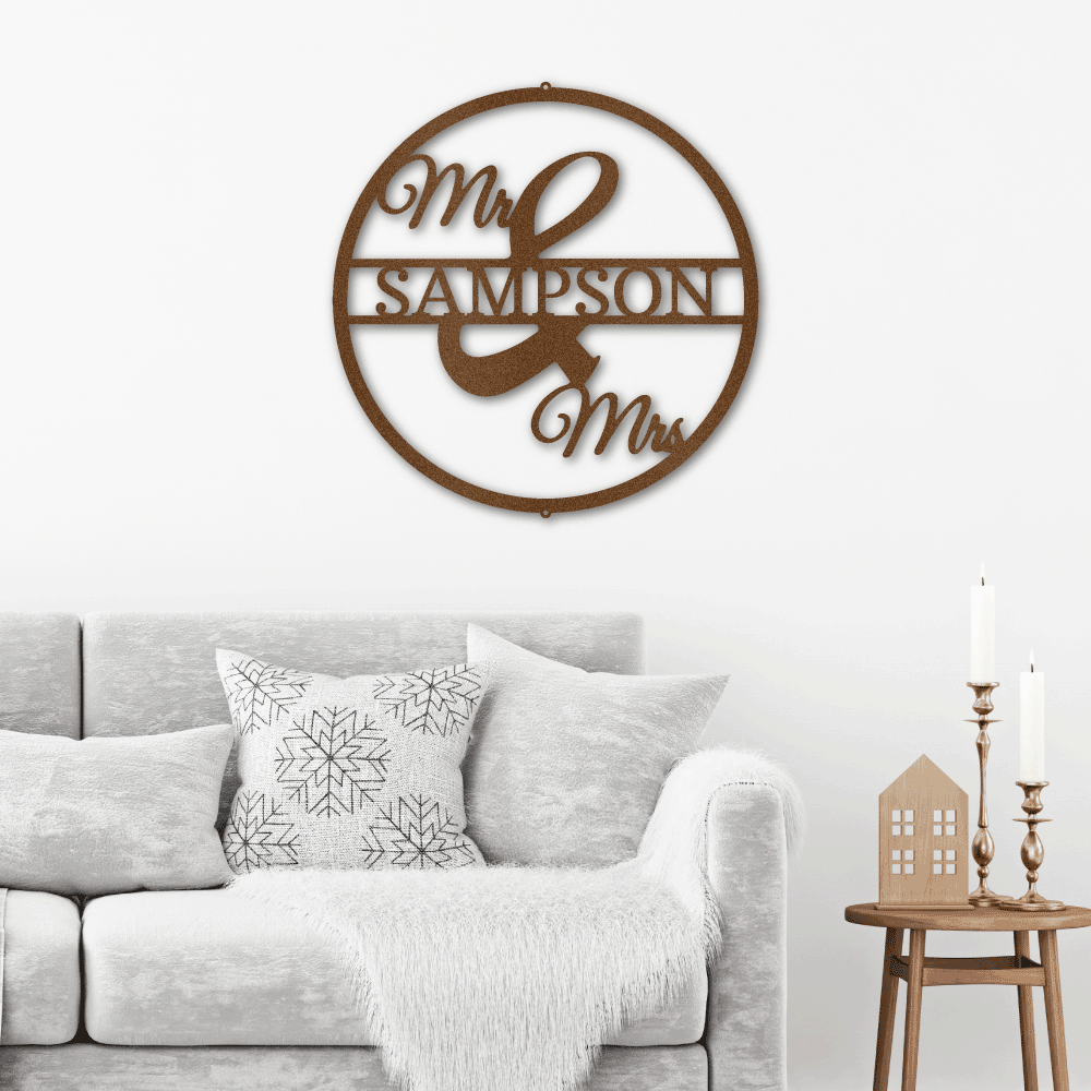 Mr and Mrs Circle Monogram Metal Wall Art, Engagement Gift, Personalized Wedding Gift - Premium Jewelry - Just $58.97! Shop now at Nine Thirty Nine Design