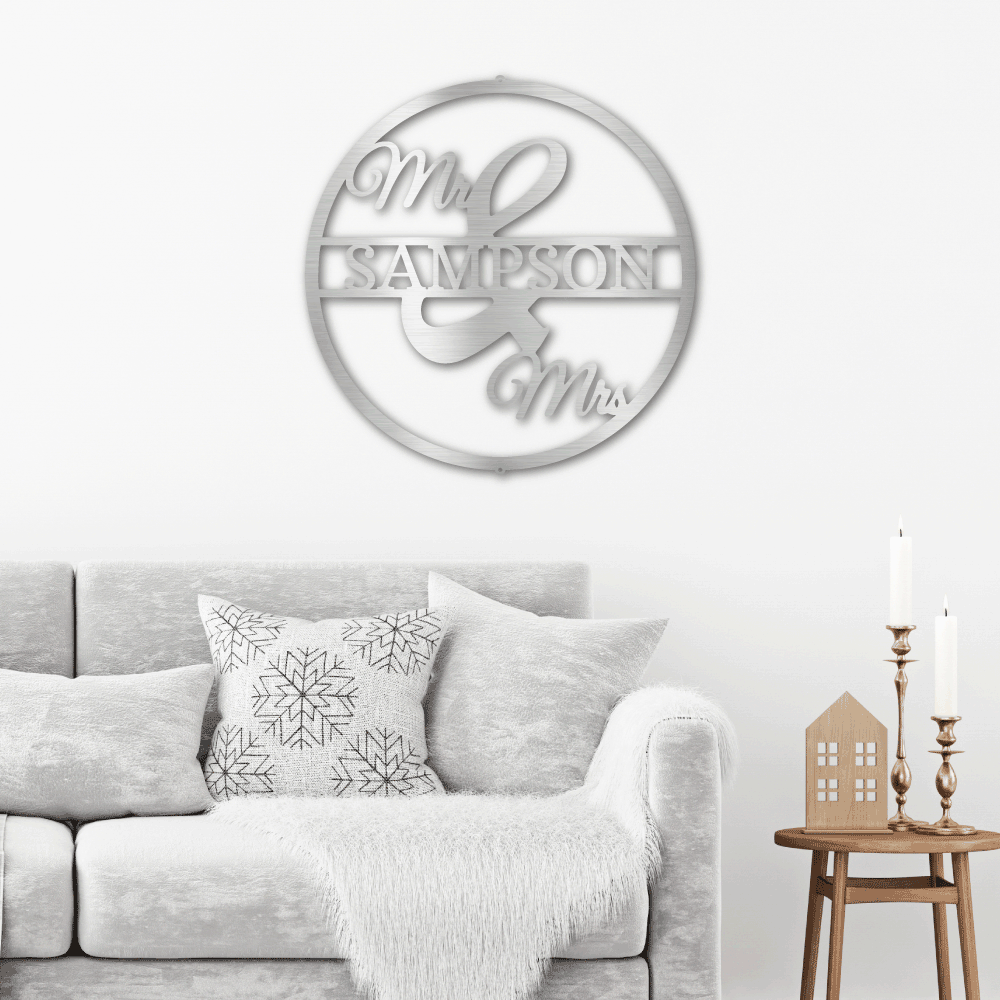 Mr and Mrs Circle Monogram Metal Wall Art, Engagement Gift, Personalized Wedding Gift - Premium Jewelry - Just $58.97! Shop now at Nine Thirty Nine Design