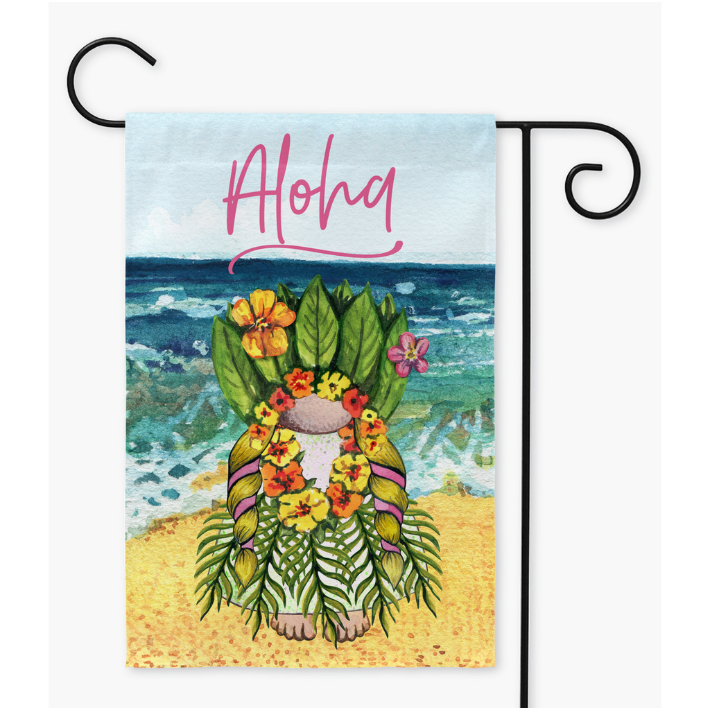 Aloha Garden Flag, Gnome Garden Flag, Beach Flag, Hawaii Yard Flags, Summer Garden Flag, Spring Garden Flag, Welcome Flag - Premium Flag from Nine Thirty Nine Design - Just $16.99! Shop now at Nine Thirty Nine Design