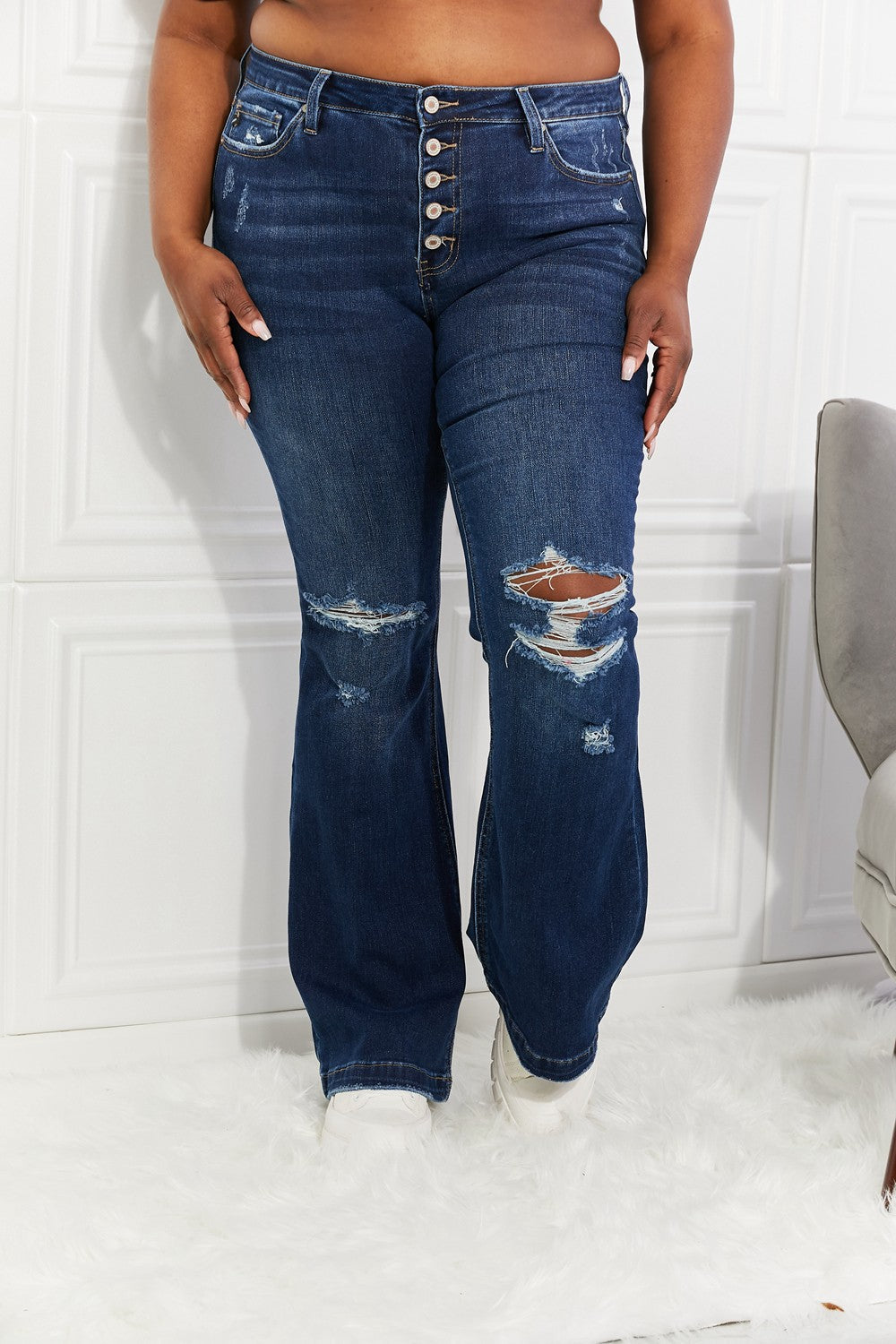 Kancan Full Size Reese Midrise Button Fly Flare Jeans - Premium  - Just $64! Shop now at Nine Thirty Nine Design