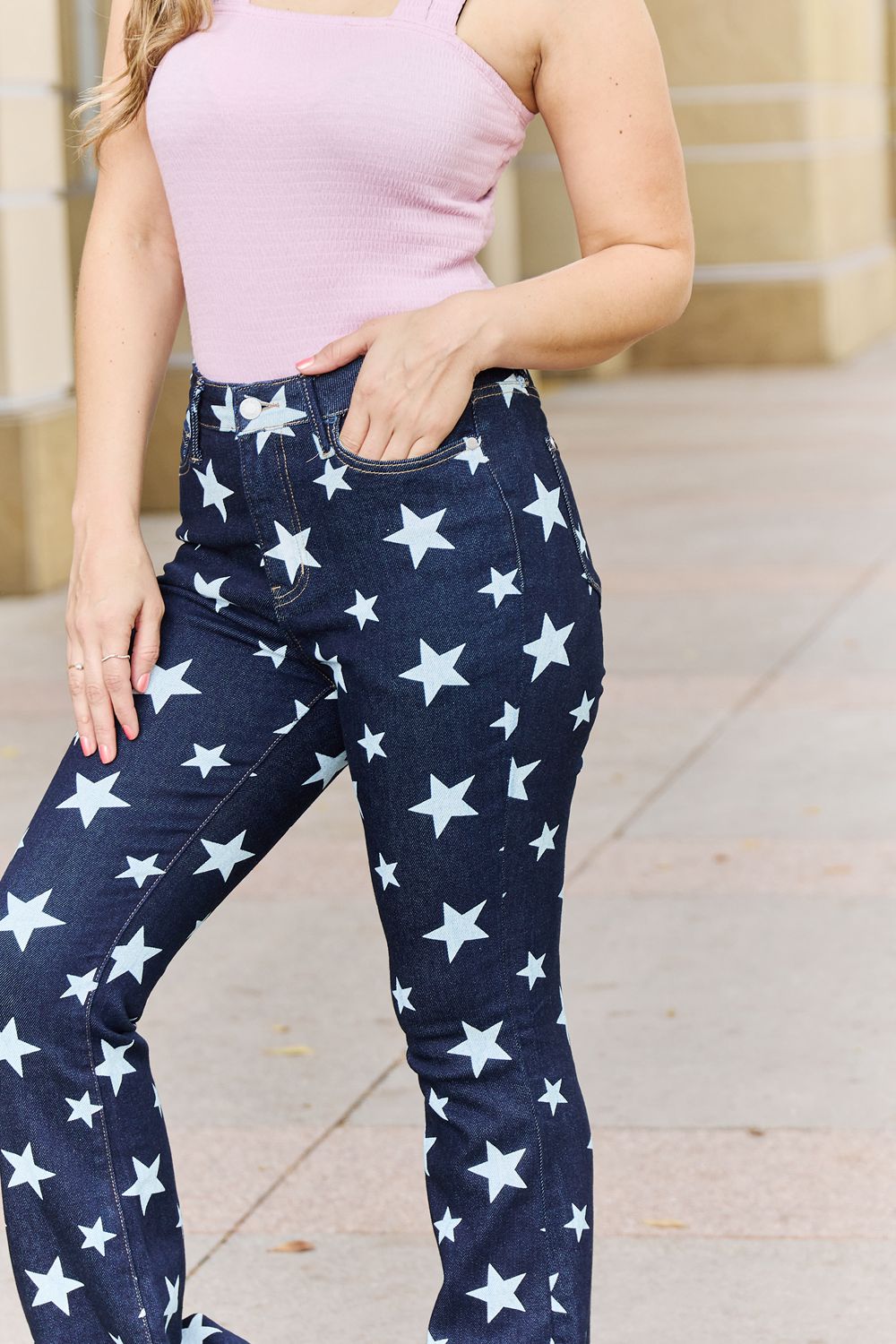 Judy Blue Janelle Full Size High Waist Star Print Flare Jeans - Premium  - Just $64! Shop now at Nine Thirty Nine Design