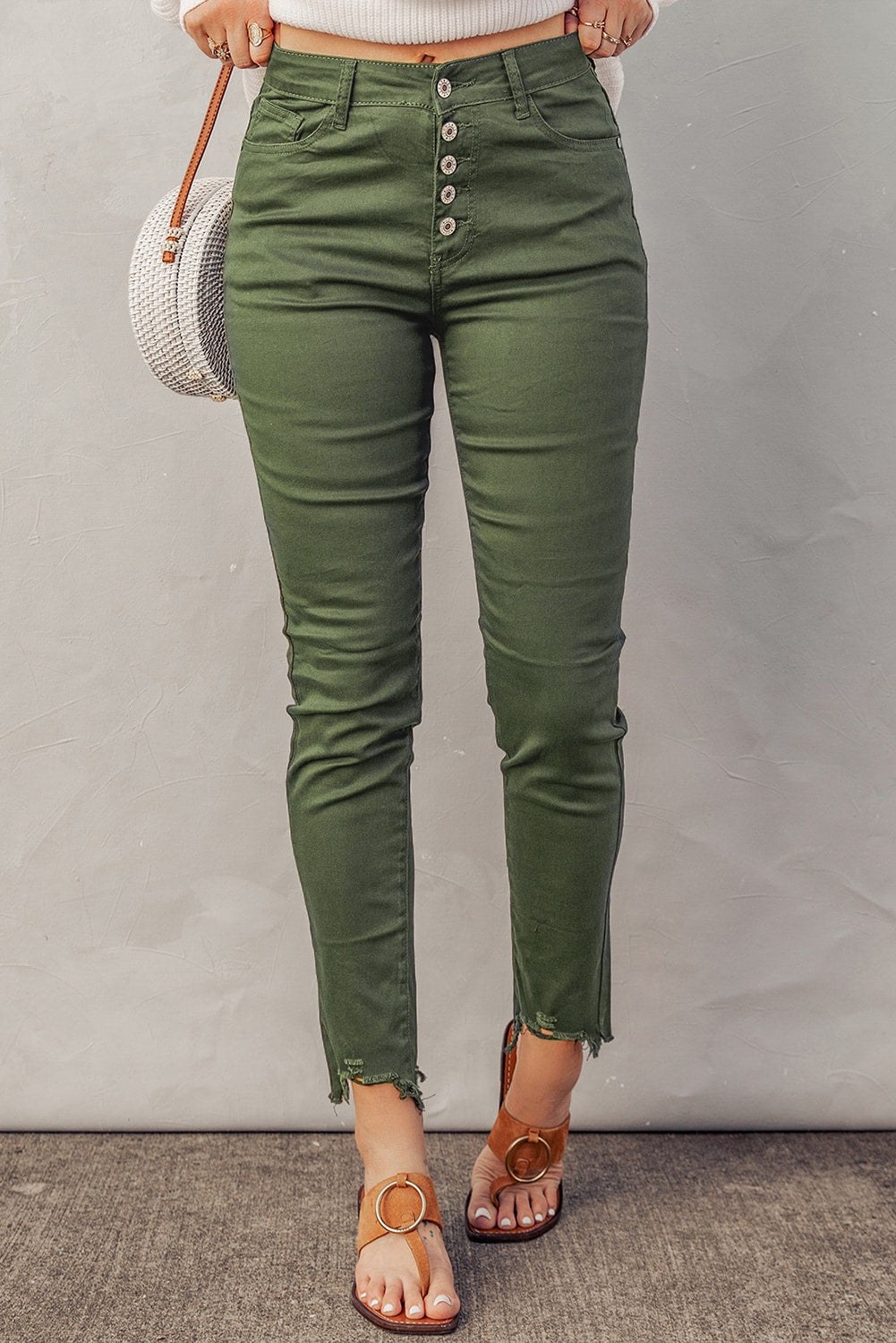 Baeful Button Fly Hem Detail Skinny Jeans - Premium Jeans - Just $41! Shop now at Nine Thirty Nine Design