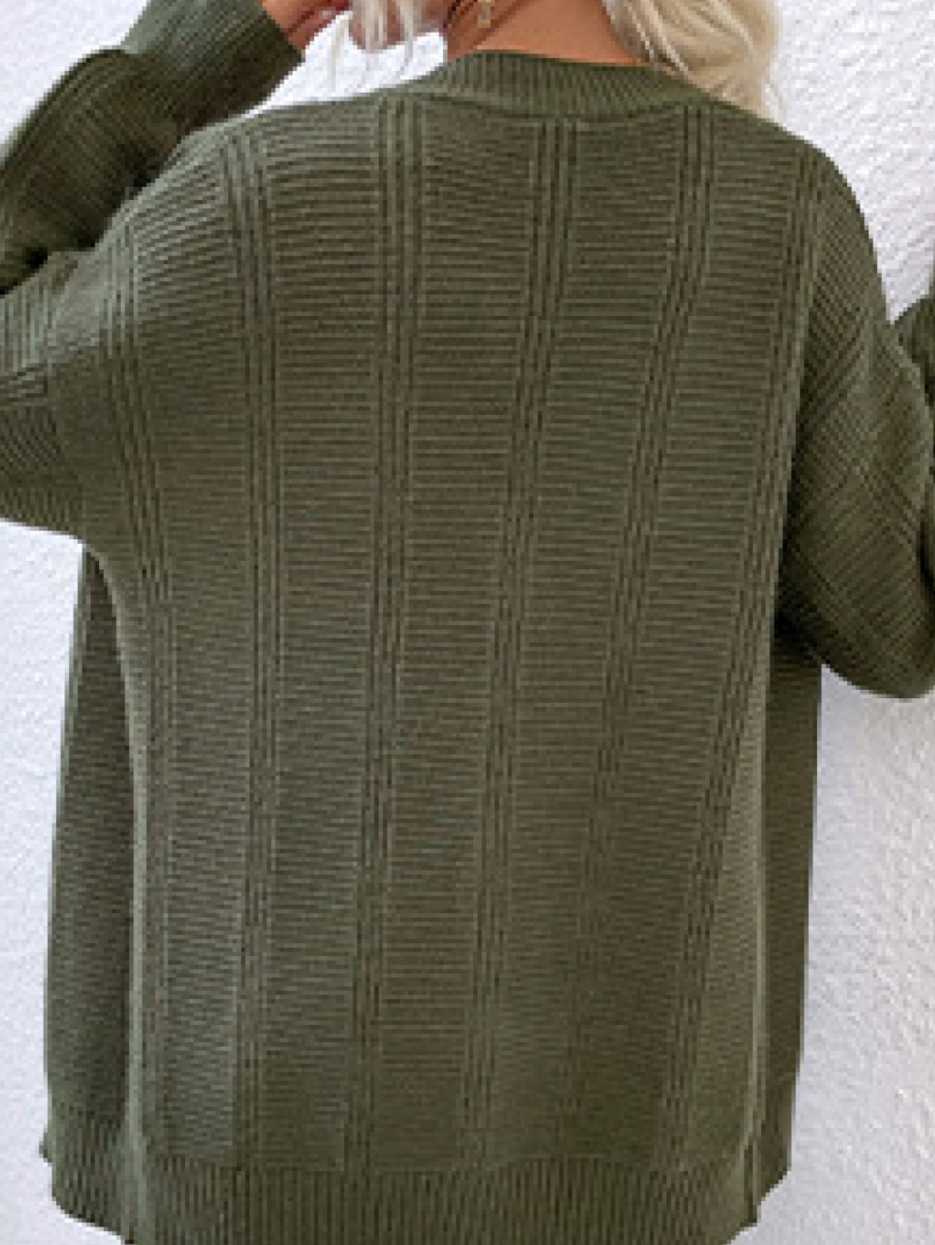 Chunky Cable-Knit Button Down Ribbed Trim Card