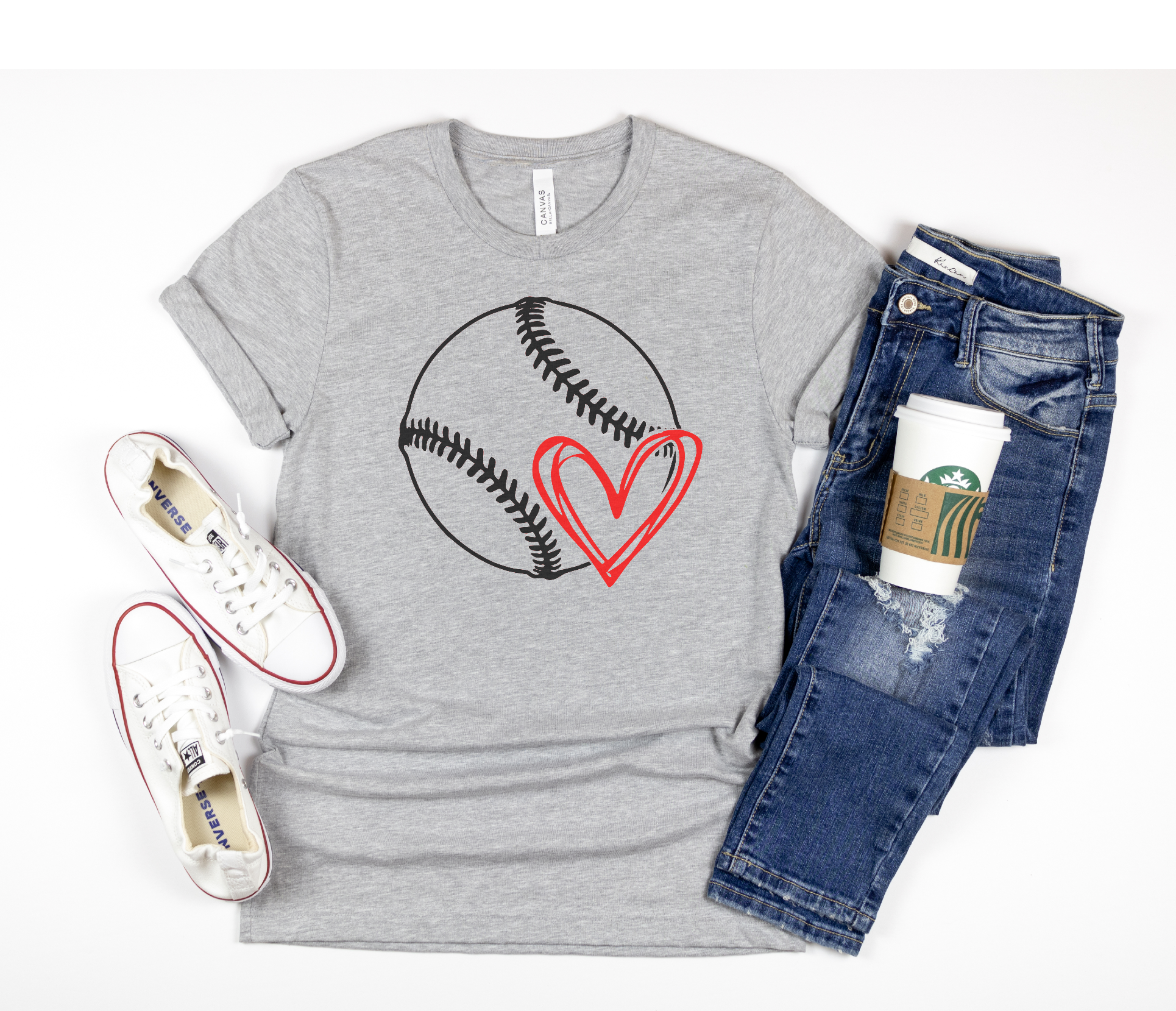 Baseball Heart Sketch Graphic Tee - Premium T-Shirt - Just $22.50! Shop now at Nine Thirty Nine Design
