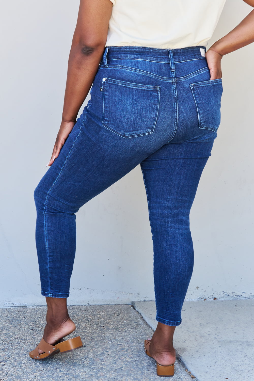 Judy Blue Marie Full Size Mid Rise Crinkle Ankle Detail Skinny Jeans - Premium Jeans - Just $64! Shop now at Nine Thirty Nine Design