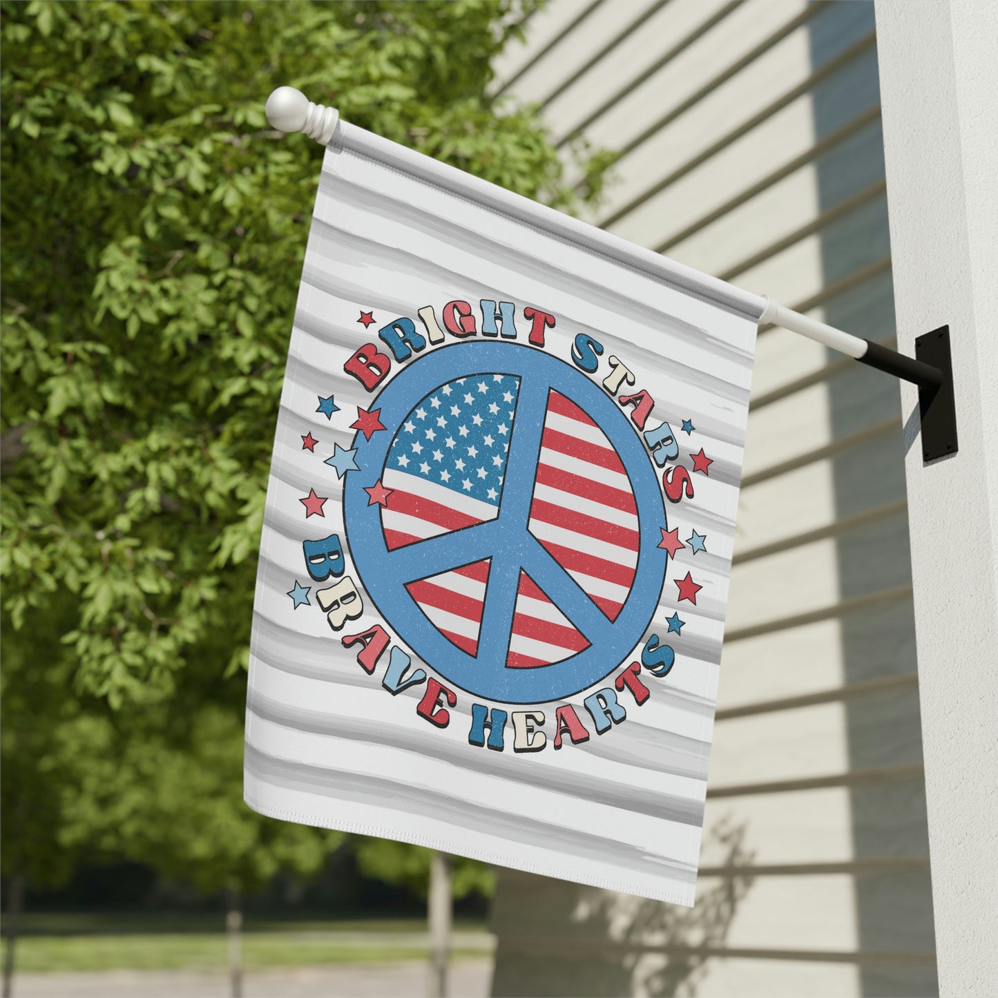 4th of July Summer Peace Sign Garden Flag