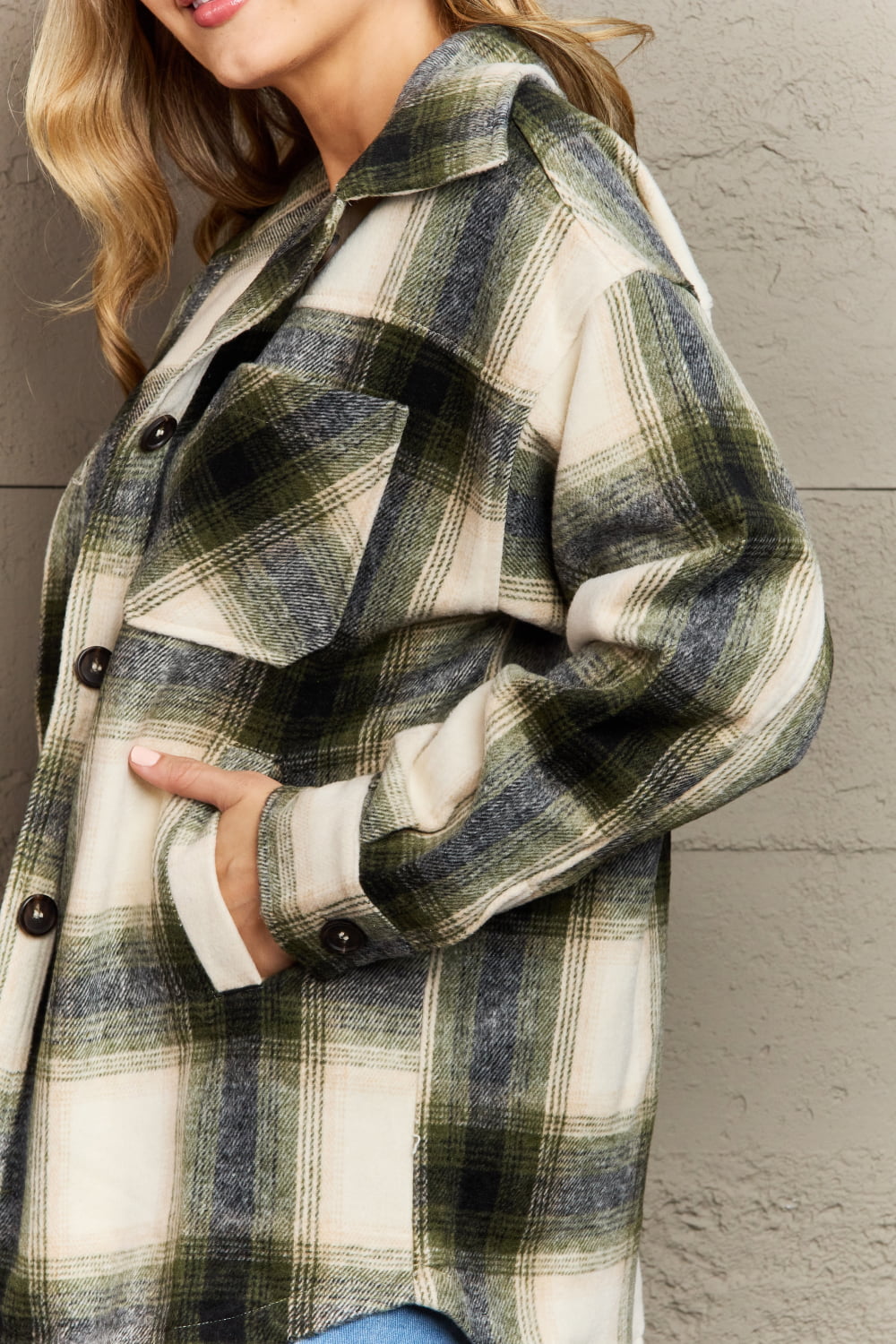 Zenana By The Fireplace Oversized Plaid Shacket in Olive - Premium Long-sleeve - Just $49! Shop now at Nine Thirty Nine Design