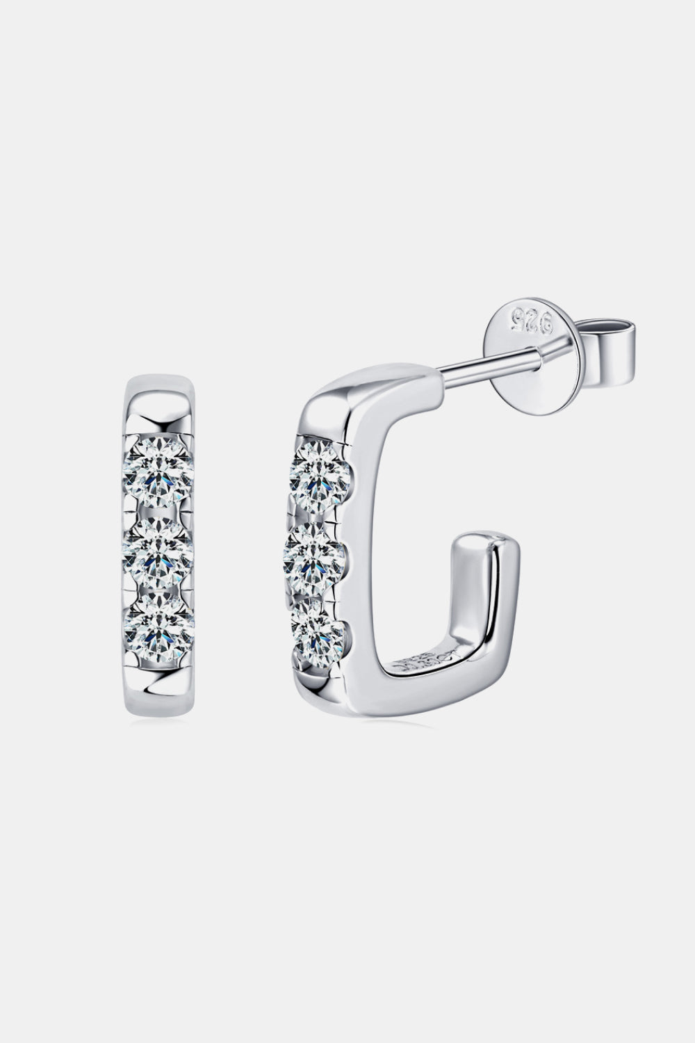 Moissanite 925 Sterling Silver Geometrical Huggie Earrings - Premium  - Just $95! Shop now at Nine Thirty Nine Design