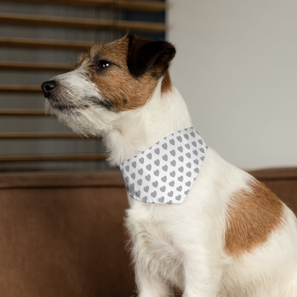 Gray Heart Pet Bandana Collar, Pet Bandana, Gray and White Pet Collar, Buffalo Plaid, Fall Pet Bandana Pets