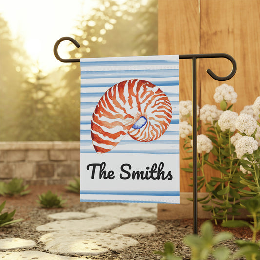 Personalized Sea Shell Nautical Summer Beach Garden Flag