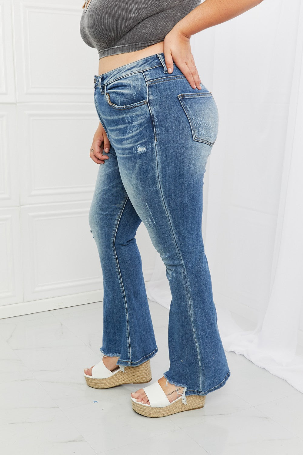 RISEN Full Size Iris High Waisted Flare Jeans - Premium  - Just $67! Shop now at Nine Thirty Nine Design