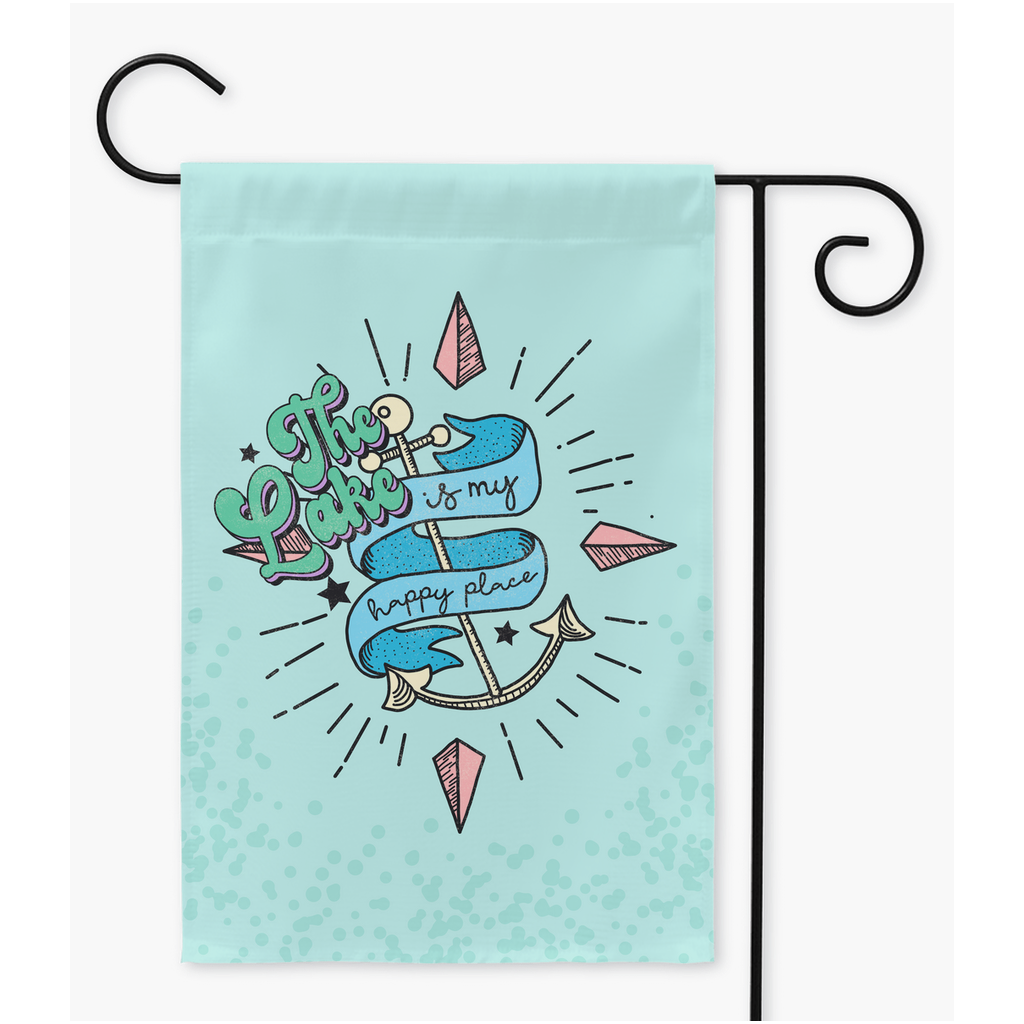 The Lake Is My Happy Place Garden Flags - Premium Flag - Just $16.99! Shop now at Nine Thirty Nine Design