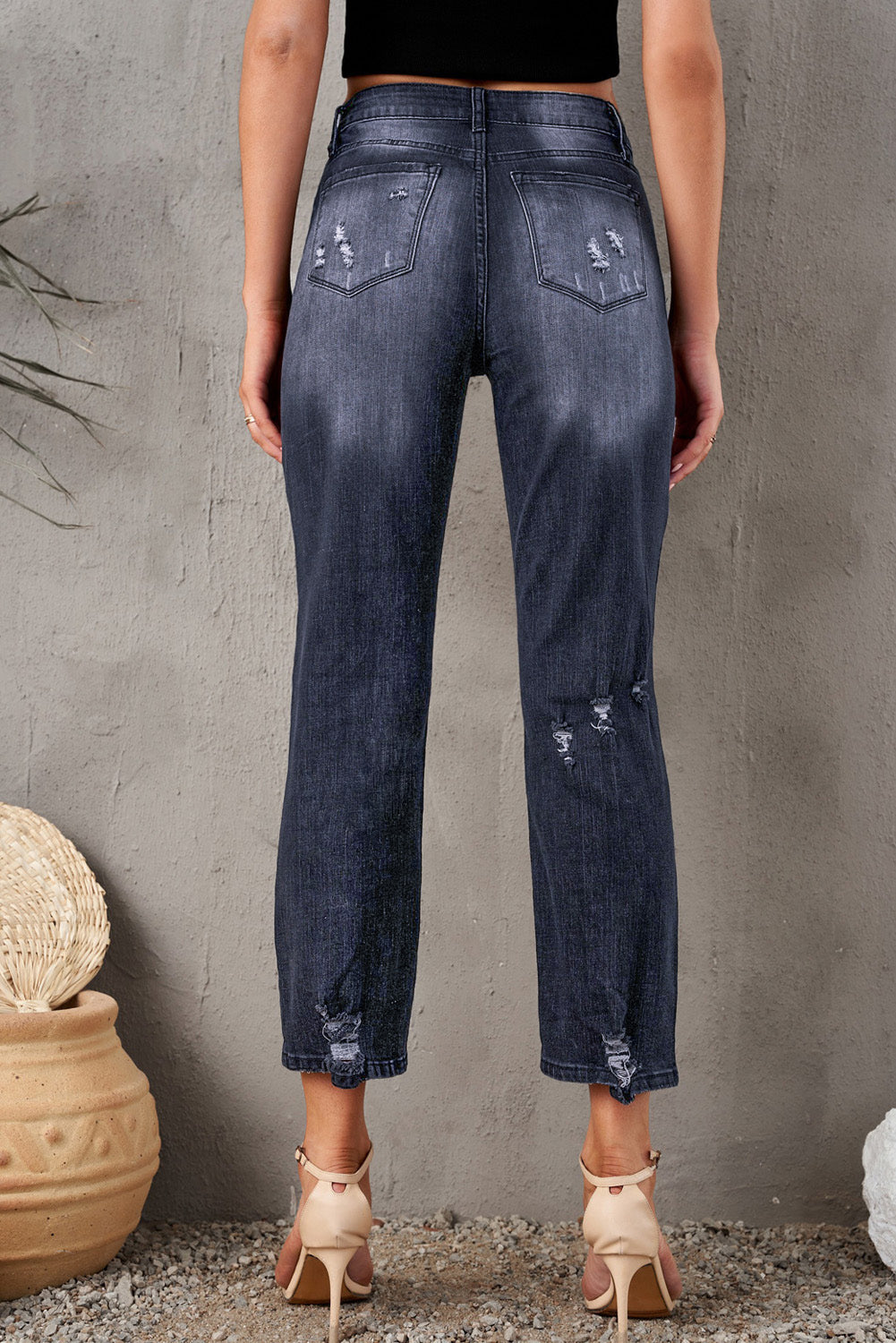 Baeful Distressed Hem Detail Cropped Jeans - Premium  - Just $52! Shop now at Nine Thirty Nine Design