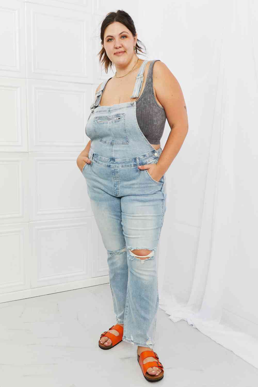 Judy Blue Melina Full Size Distressed Straight Leg Overalls - Premium Jeans - Just $91! Shop now at Nine Thirty Nine Design