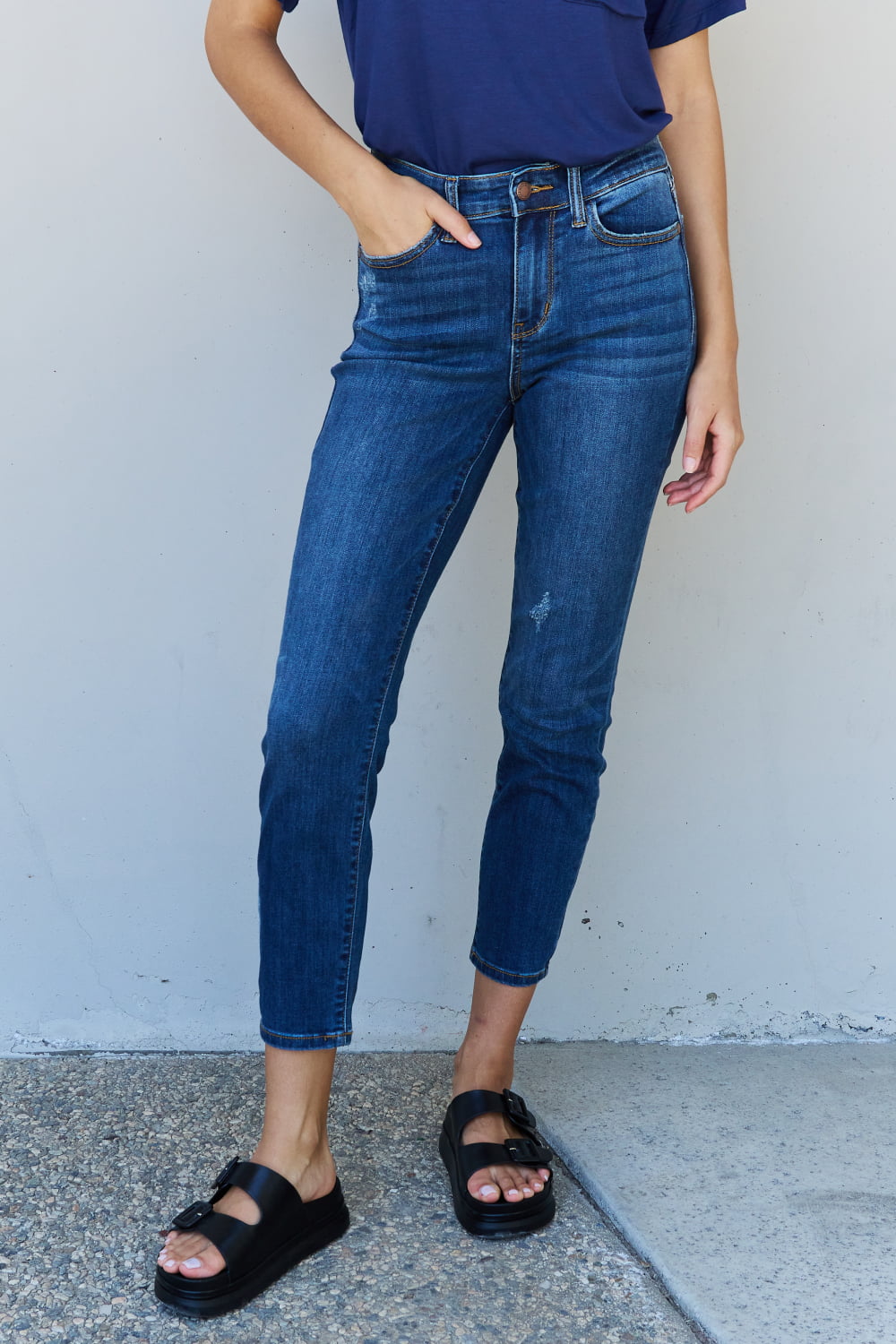 Judy Blue Aila Short Full Size Mid Rise Cropped Relax Fit Jeans - Premium Jeans - Just $64! Shop now at Nine Thirty Nine Design