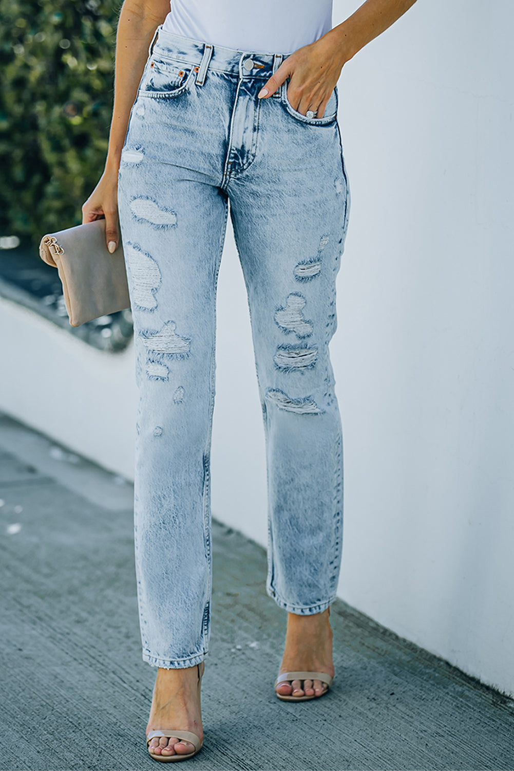 Baeful Acid Wash Distressed Jeans with Pockets - Premium Jeans - Just $50! Shop now at Nine Thirty Nine Design